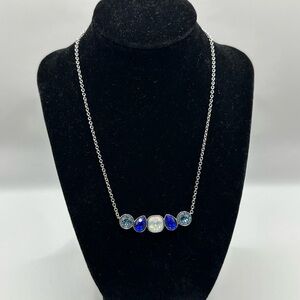Touchstone Crystal Silver Necklace with Blue Accents